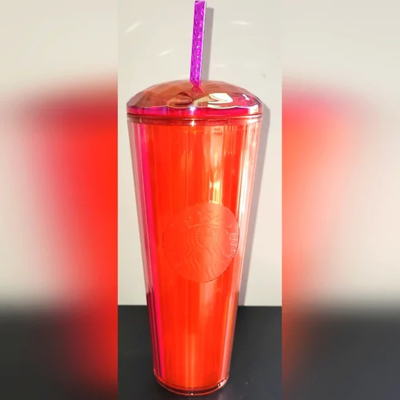 NWT- Starbucks Red Kaleidoscope Cold Cup 24oz - Picture 1 of 3